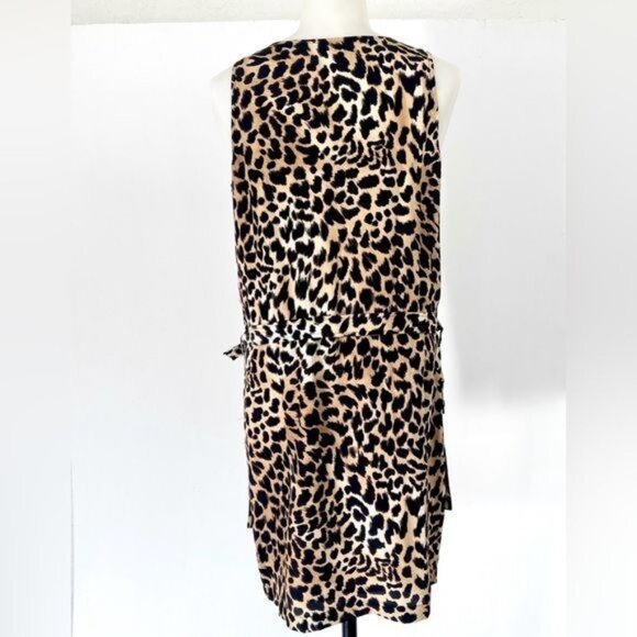 Michael Kors Animal Leopard Print Zip Up Dress with Belt Small - Picture 7 of 10